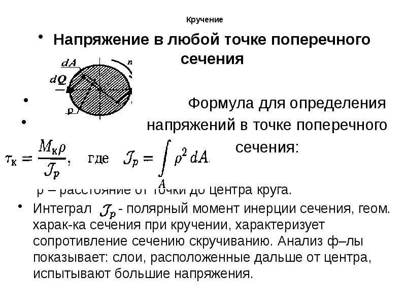 Напряжение кручения определяется по формуле