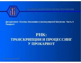 Транскрипция и процессинг у прокариот. (Лекция 6)