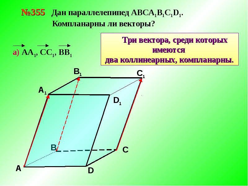 Компланарные векторы правило параллелепипеда 11 класс презентация атанасян