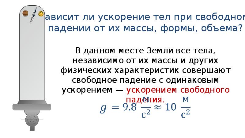 Свободное падение тел 10 класс презентация