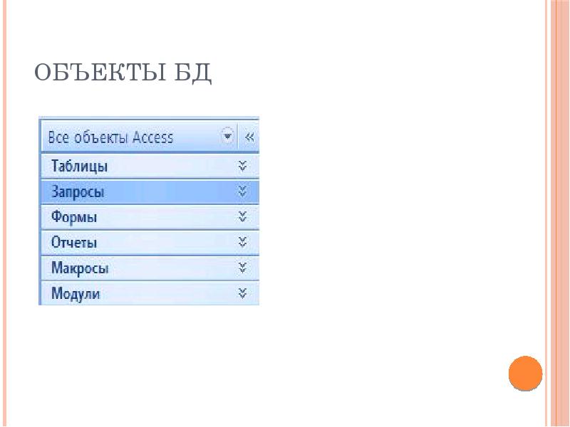 Объекты базы данных access