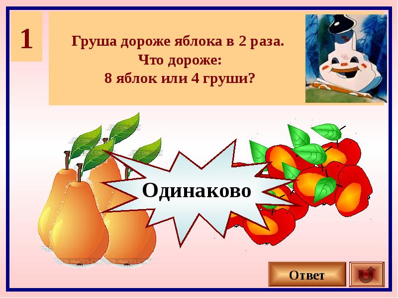 Одинаковое количество яблок и груш. Груши дороже яблок в 2 раза. Груша дороже яблока в 2 раза что дороже 4 яблока или 2 груши. Четыре груши или четыре груш. Груша дороже яблока в 2 раза что дороже 8 яблок или 4 груши.