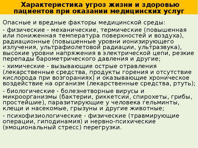 Характер опасности. Характеристика угроз жизни и здоровью пациентов. Характеристика угроз жизни и здоровью пациентов больницы.. Безопасность жизнедеятельности в мед организациях. Безопасность жизнедеятельности в мед. Учреждениях..