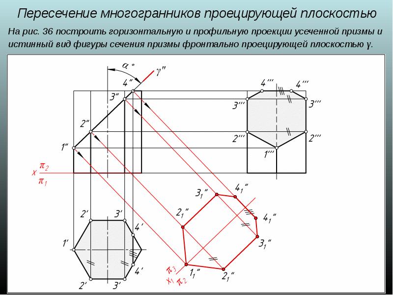 Построение комплексного чертежа многогранного тела с вырезом