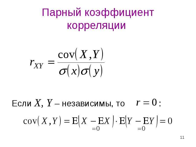 Коэффициент парной линейной корреляции