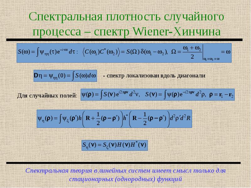 Теорема винера хинчина. Спектральная плотность случайного процесса. Спектральная плотность дискретного случайного процесса. Формула Винера Хинчина.