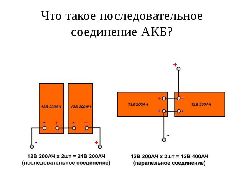 Последовательная схема подключения аккумуляторов