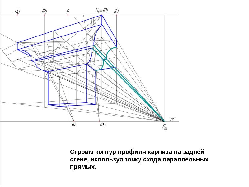 Построение карниза в перспективе