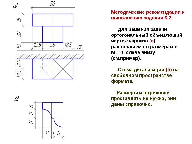 Построение карниза в перспективе