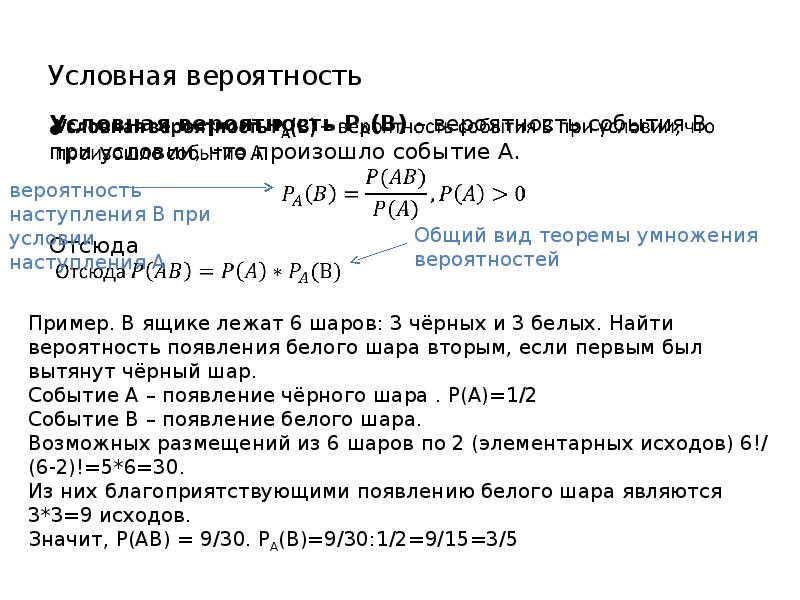 Условная вероятность презентация