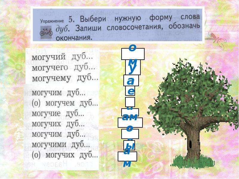 Изменена составить слова. Формы слова дуб. Выбери нужное форму слова. Выбери нужную форму слова дуб. Дуб словосочетание.