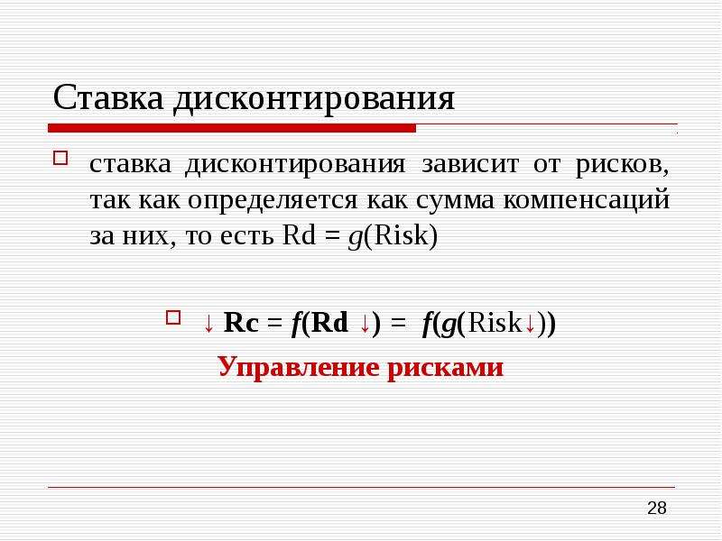 Формула дисконтирования по учетной ставке