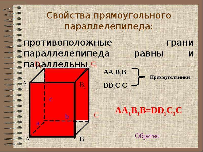 Площадь грани параллелепипеда