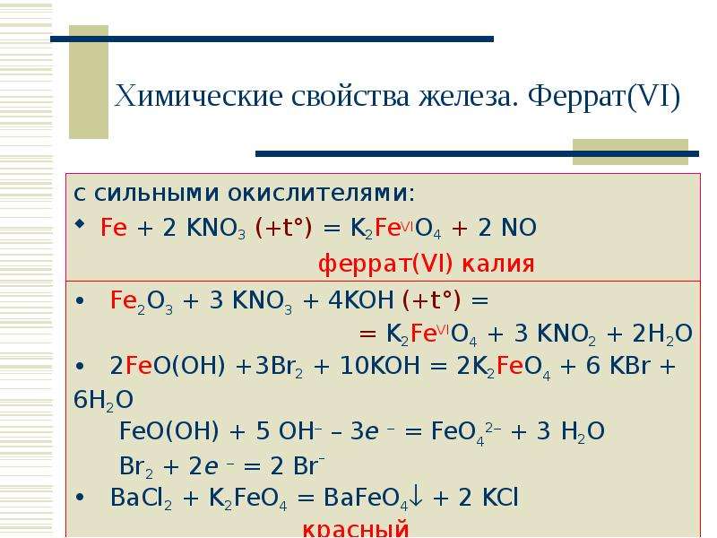 Характеристика элемента железа по плану