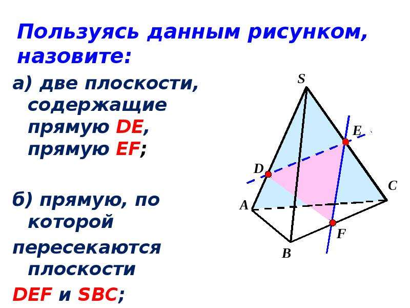 Прямая содержащая. Прямая по которой пересекаются плоскости. Прямые по которым пересекаются плоскости. Назовите 2 плоскости содержащие прямую de. Назовите прямую по которой пересекаются плоскости.