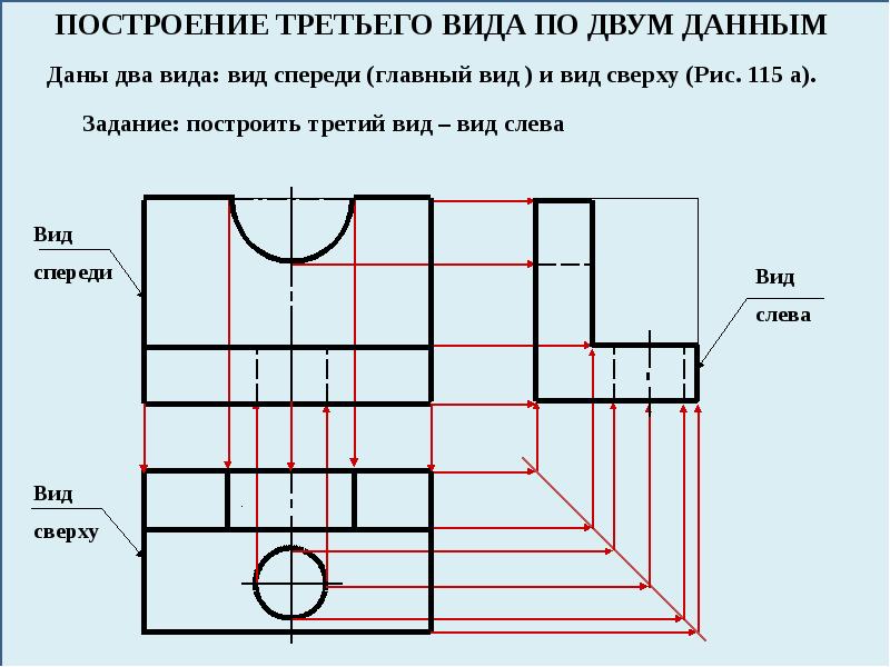 Перечертите или перенесите на кальку проекции указанные вам на рисунке 113