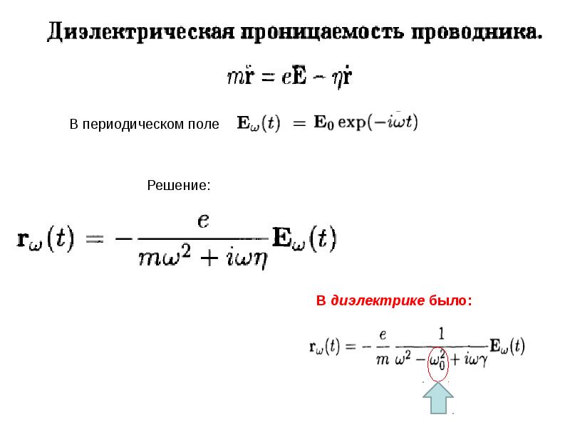 Периодическое поле. Диэлектрическая проницаемость проводника. Диэлектрическая проницаемость в переменных полях. Диэлектрическая проницаемость проводника формула.