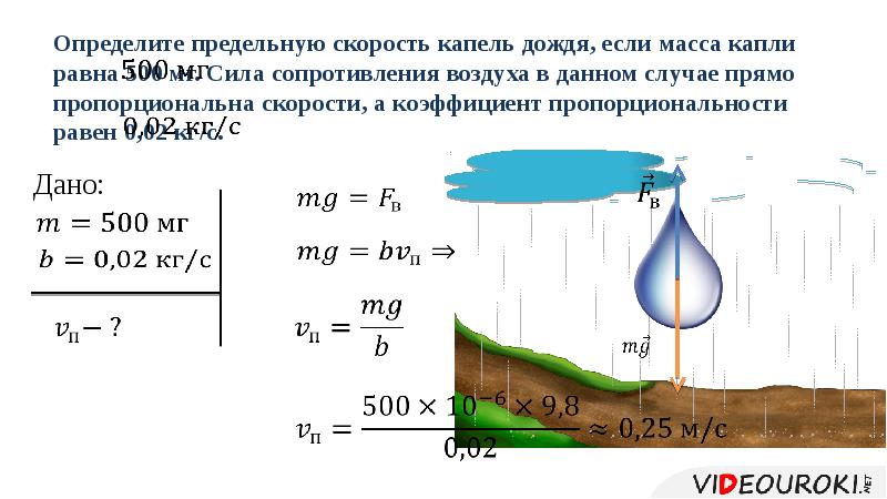 Определите силу сопротивления воздуха