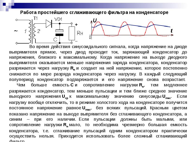 Сглаживающий фильтр. Фильтр сглаживающий пульсации напряжения. Схема подключения сглаживающего конденсатора. Временные диаграммы LC фильтра. Сглаживающие фильтры выпрямителей индуктивности.