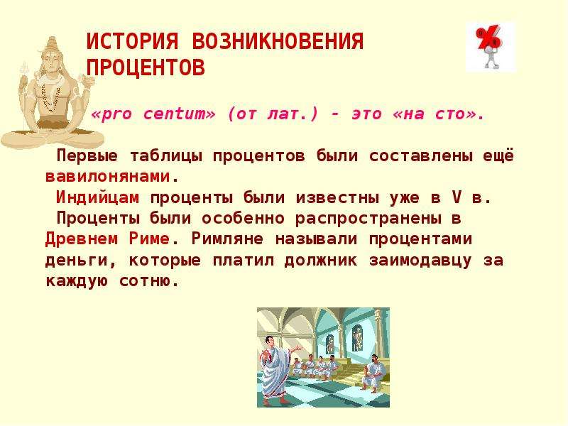 История возникновения процентов презентация