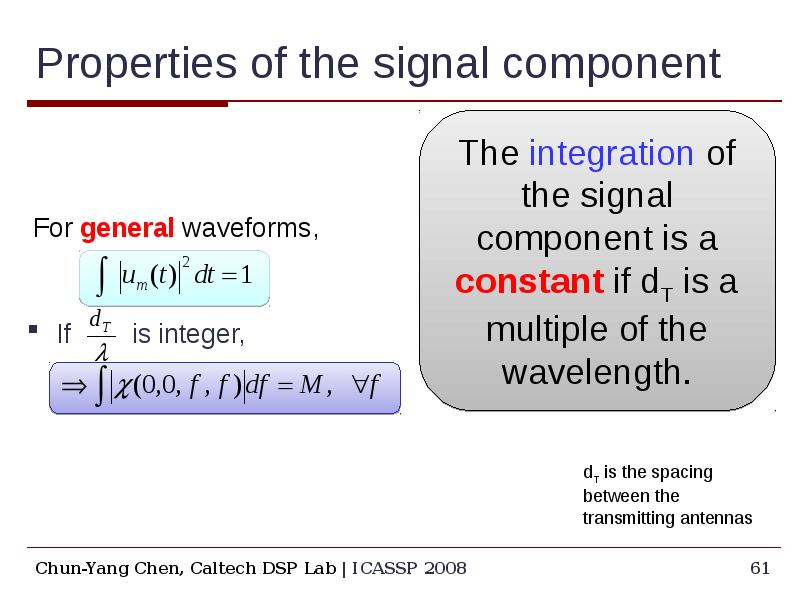 Properties of the signal component