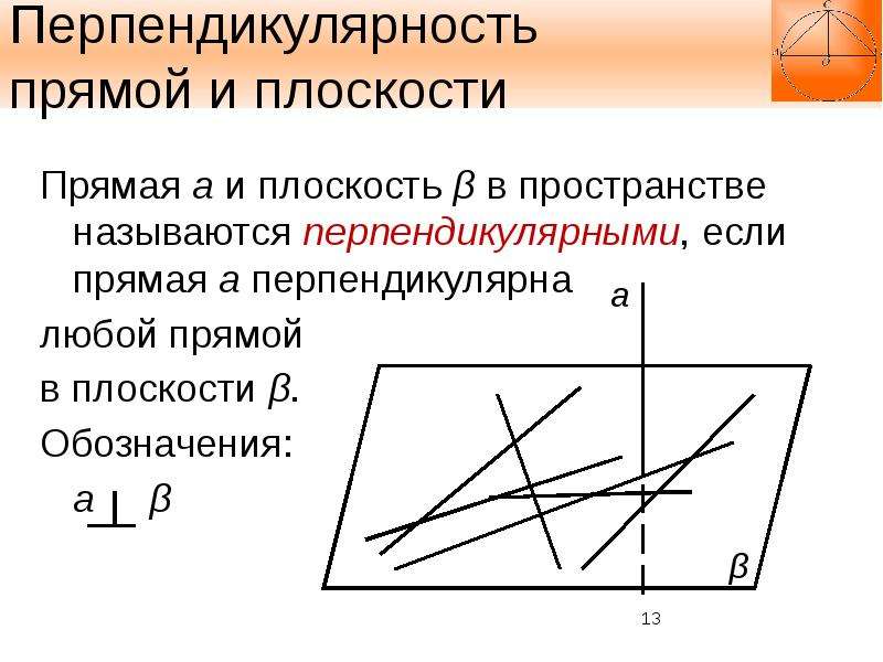 Раскройте понятие перпендикулярность прямой