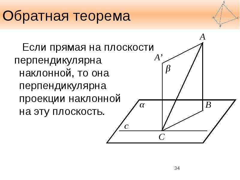 Перпендикулярна проекции наклонной плоскости