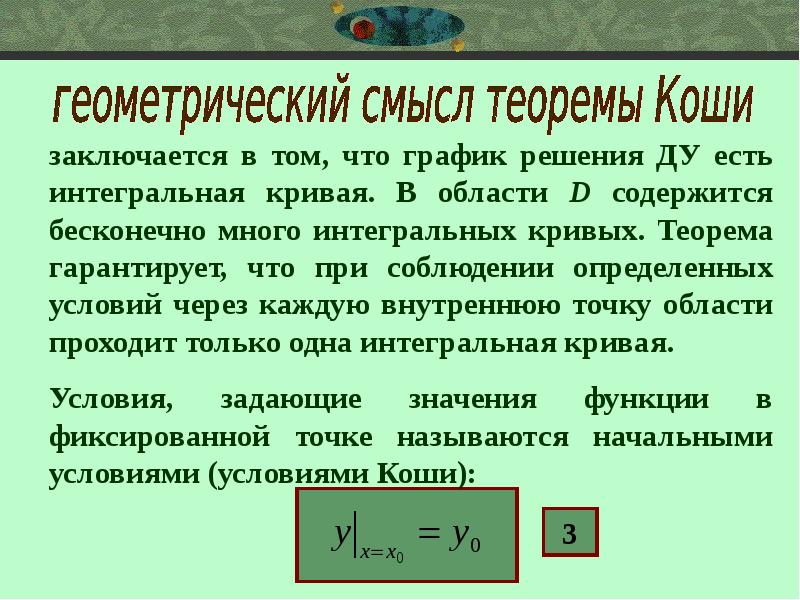 Смысл задача. Геометрическая интерпретация теоремы Коши. Теорема Коши и ее геометрический смысл. Теорема Коши геометрический смысл теоремы. Геометрический смысл задачи Коши.