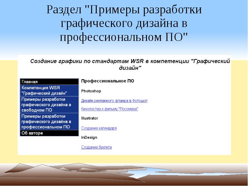 Образец разработки урока. Профессиональные компетенции графического дизайнера. Разработка по пример. Сведения о разработчике. Раздел в разработке примеры.