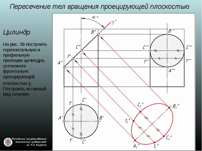 На рисунке изображен цилиндр пересеченный плоскостью которая параллельна