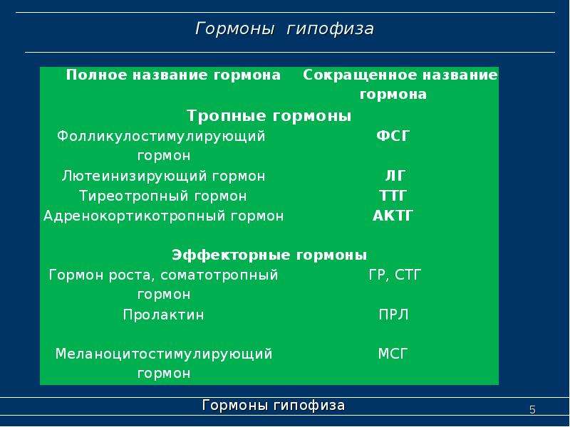 Презентация на тему гормоны гипофиза