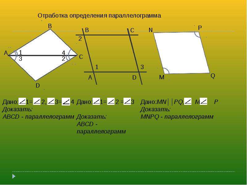 Признаки параллелограмма проект