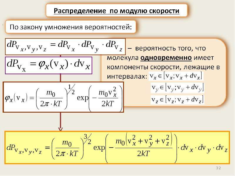 Статистическая физика термодинамика. Распределение по модулю скорости. Феноменологическая термодинамика и статистическая физика. Модуль распределения. Компонент скорости.