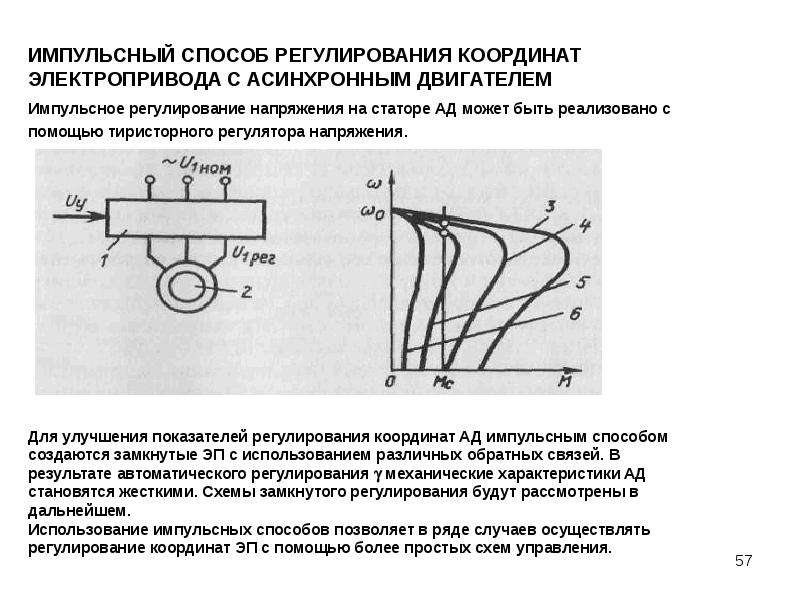 Регулирование двигателя. Схема импульсного регулирования асинхронного двигателя. Импульсное регулирование скорости асинхронного двигателя. Регулирование координат электропривода. Регулируемые координаты электропривода.