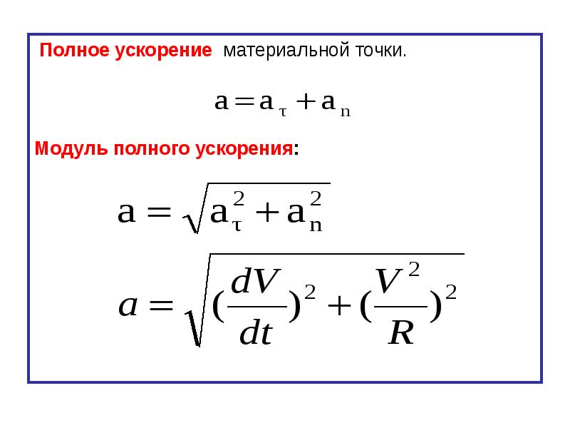 Ускорение материальной точки равно