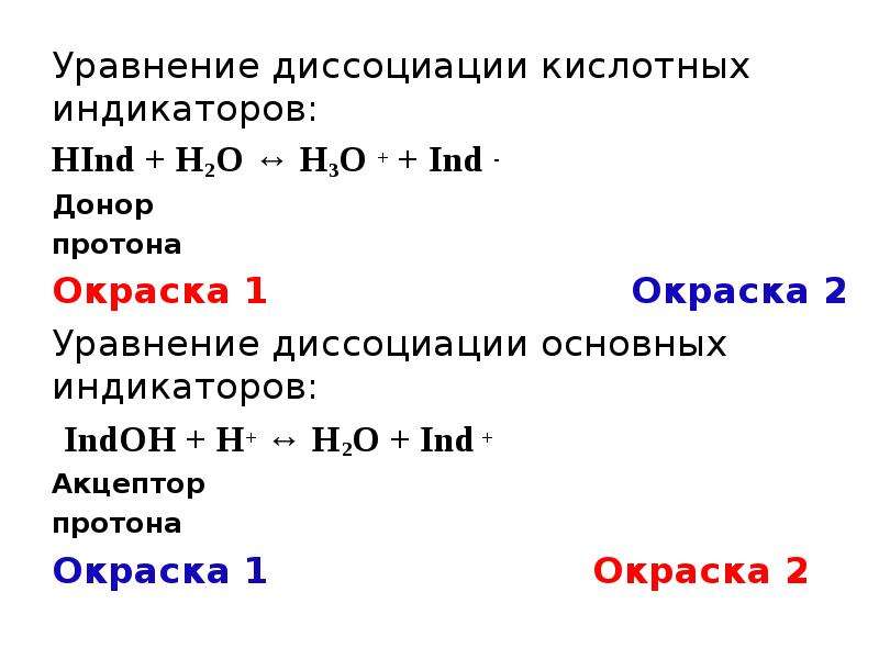 Уравнение диссоциации следующих