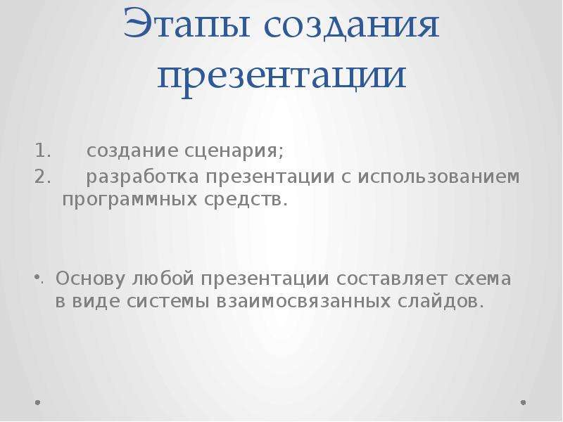 Опишите технологию создания презентации этапы создания презентации