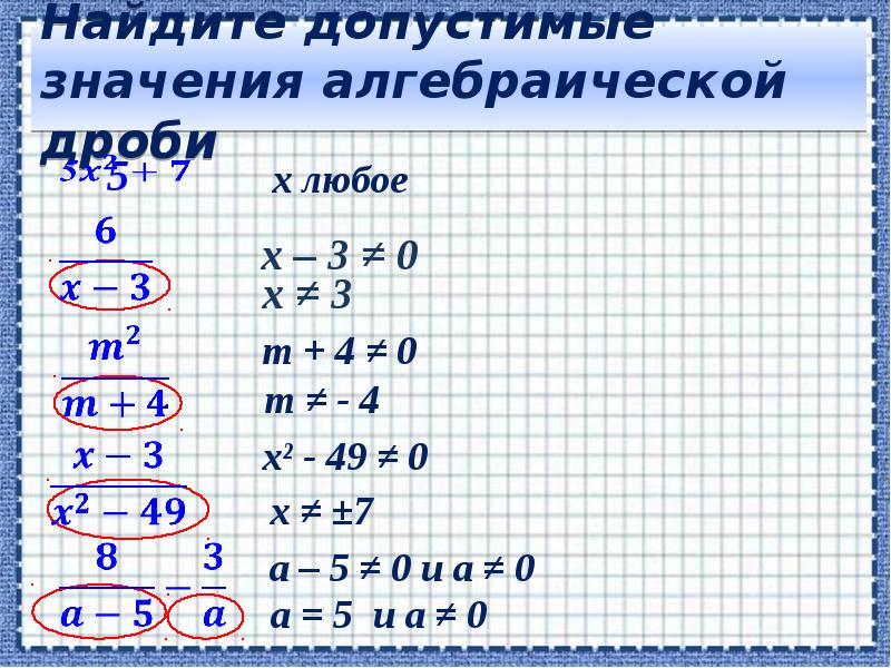 Найдите значение алгебраической дроби