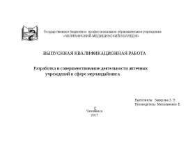 Разработка и совершенствование деятельности аптечных учреждений в сфере мерчандайзинга