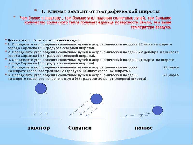 От чего зависит климат. Климат зависит от географической широты. Падение солнечных лучей. Угол падения солнечных лучей. Зависимость климата от географической широты.