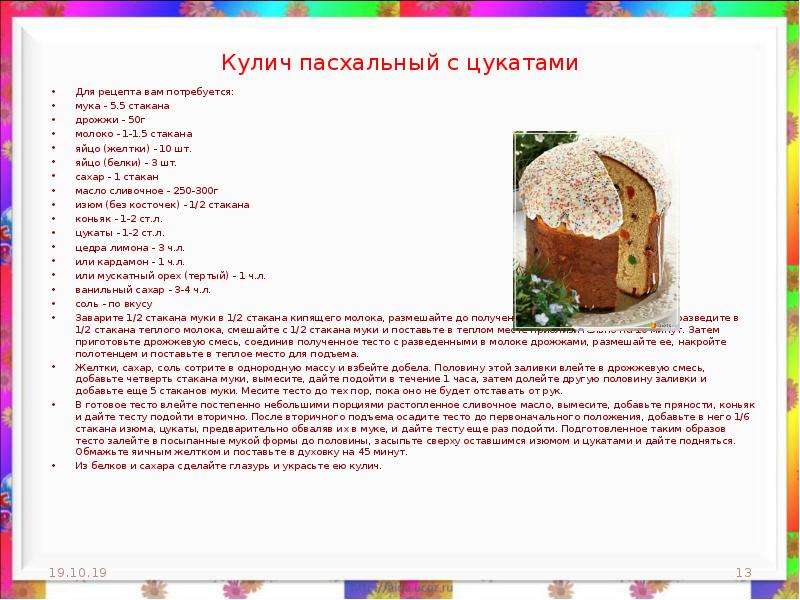 Рецепт кулич пасхальный без дрожжей рецепт с фото пошагово