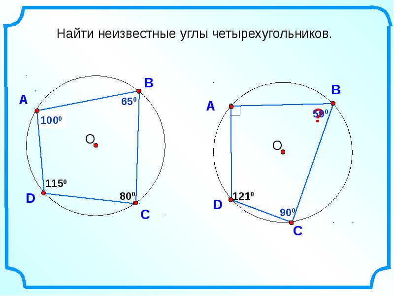 Вписанная и описанная окружность решение задач по готовым чертежам