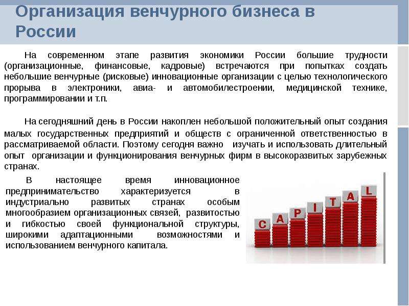 Создание венчурных предприятий обеспечивающих реализацию рисковых проектов называется