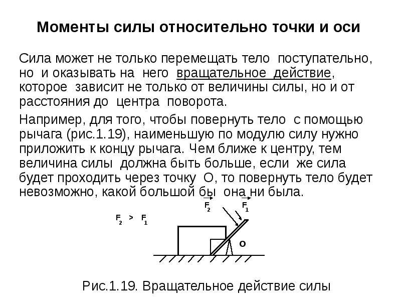 Момент силы относительно точки рисунок