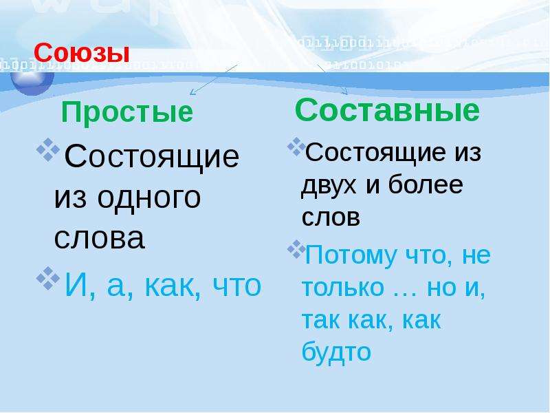 Простые и составные союзы картинки