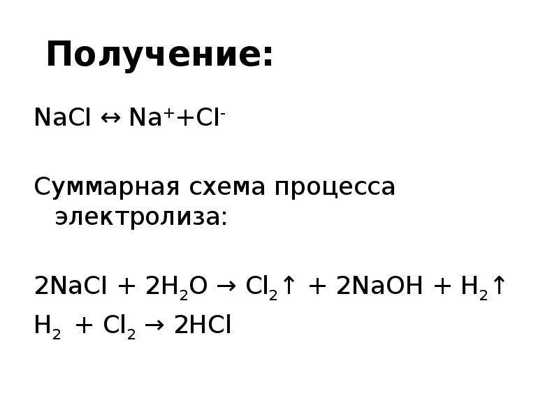 Получение o2. Naci2. Как получить Naci формула.