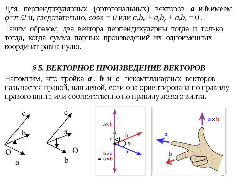 Какие векторы ортогональны