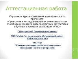 Образовательная программа дополнительного образования «Химия в центре наук»