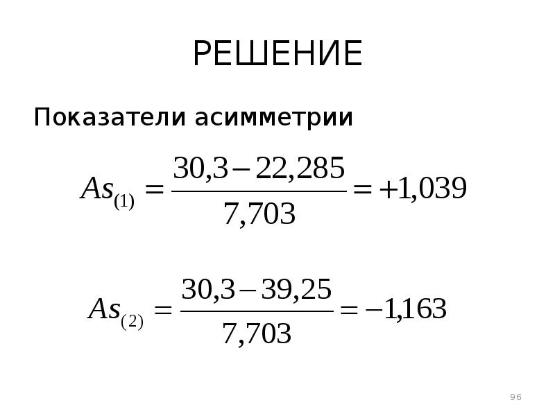 Показатели решения