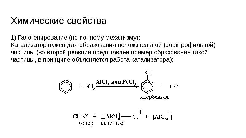 Условие протекание реакции галогенирования